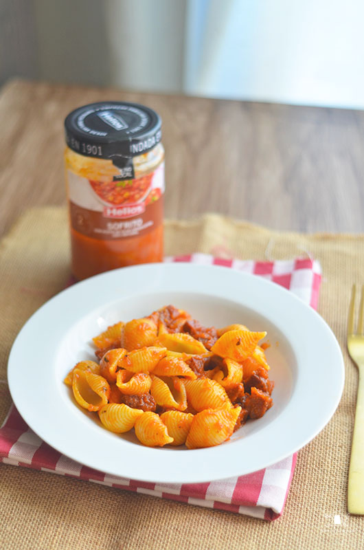 Pasta con chorizo